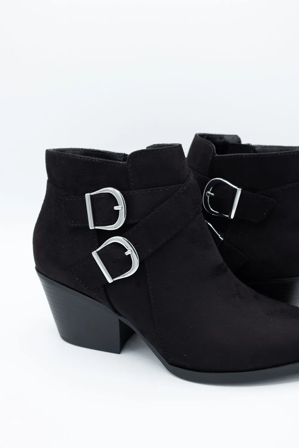 Soda Ponda Buckle Ankle Booties for Women in Black | PONDA-S BLACK sold by Glik’s product image thumbnail 5