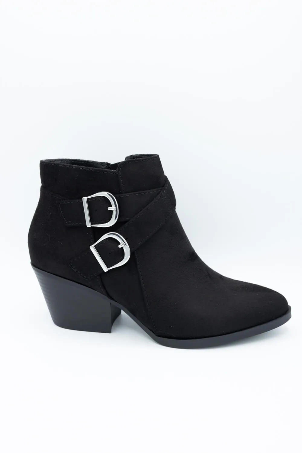 Soda Ponda Buckle Ankle Booties for Women in Black | PONDA-S BLACK sold by Glik’s product image thumbnail 2