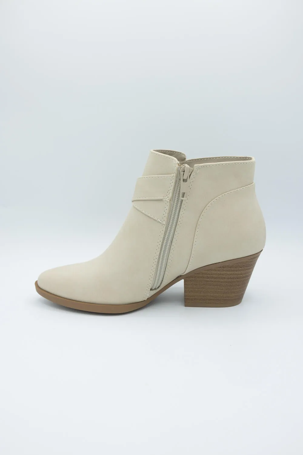 Soda Ponda Buckle Ankle Booties for Women in Beige | PONDA-LT BEIGE sold by Glik’s product image thumbnail 4