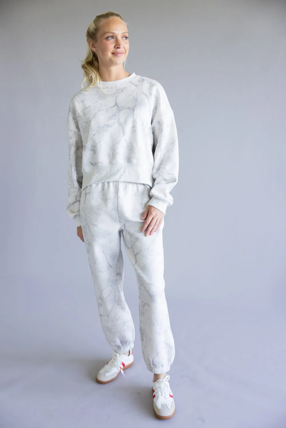 Camo Drop Shoulder Crewneck Fleece Sweatshirt for Women in Grey | CT9245-GREY sold by Glik’s product image thumbnail 4