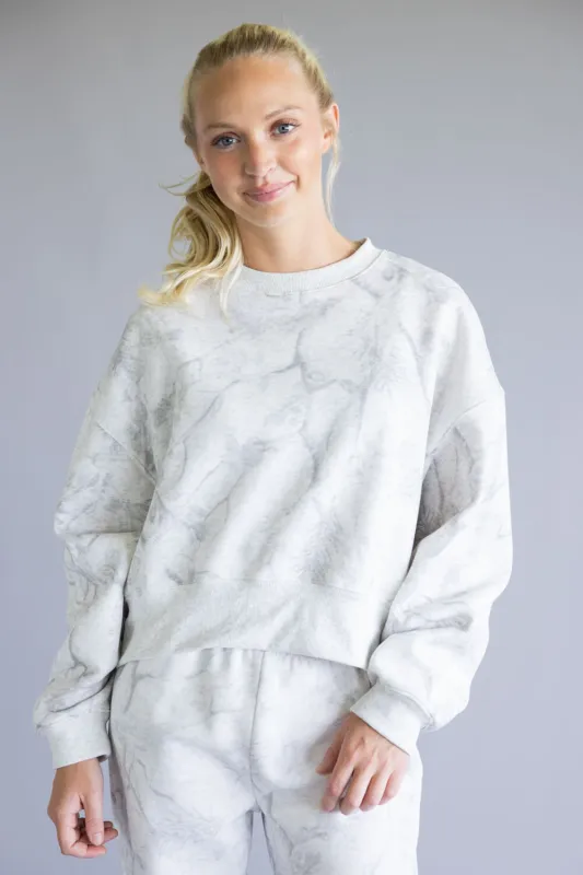 Camo Drop Shoulder Crewneck Fleece Sweatshirt for Women in Grey | CT9245-GREY sold by Glik’s