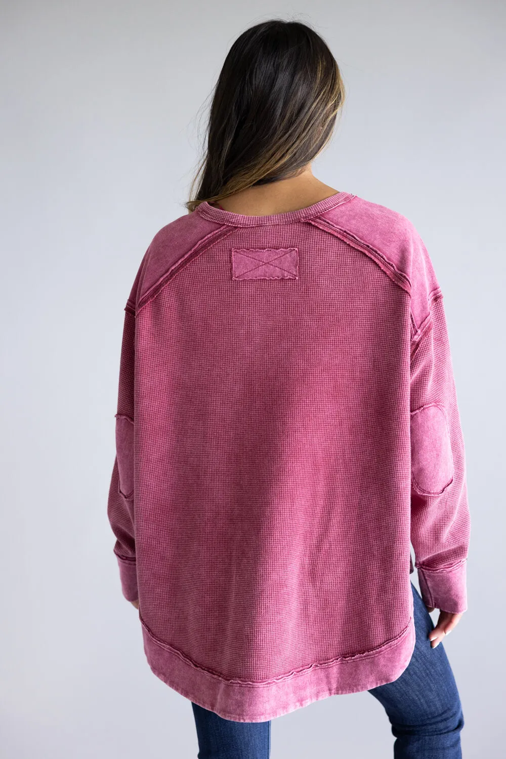 Mineral Wash Knit Top for Women in Burgundy | NT12234-BURGUNDY sold by Glik’s product image thumbnail 3