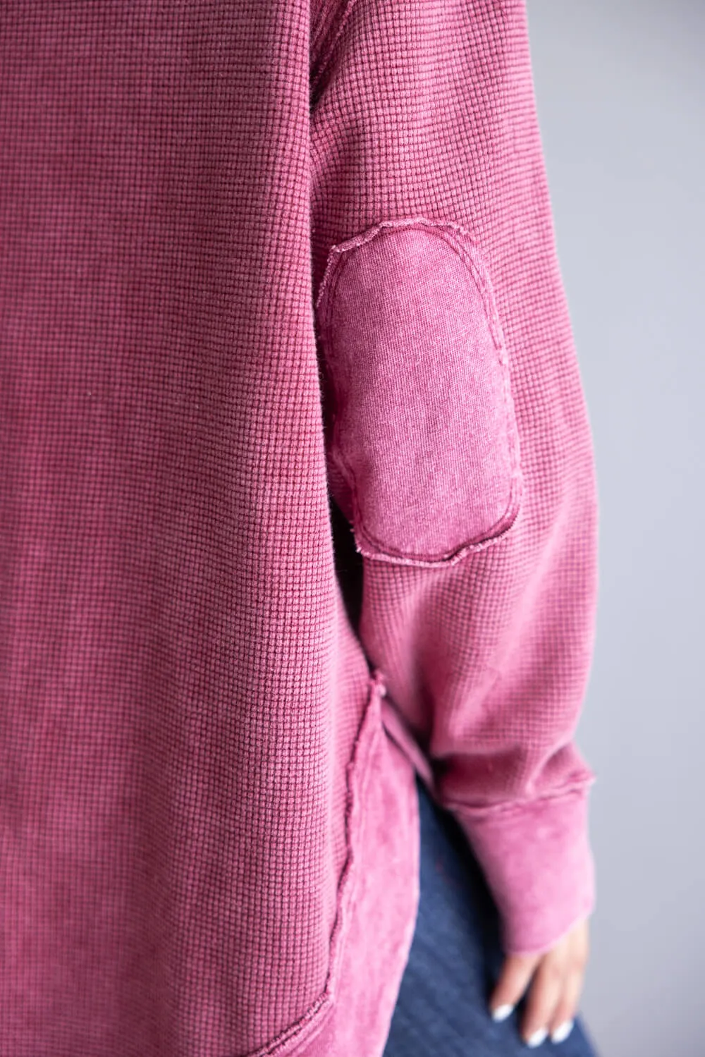 Mineral Wash Knit Top for Women in Burgundy | NT12234-BURGUNDY sold by Glik’s product image thumbnail 4