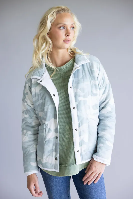 Camo Quilted Jacket for Women in Light Green | KDC-JKT-24-CMO sold by Glik’s
