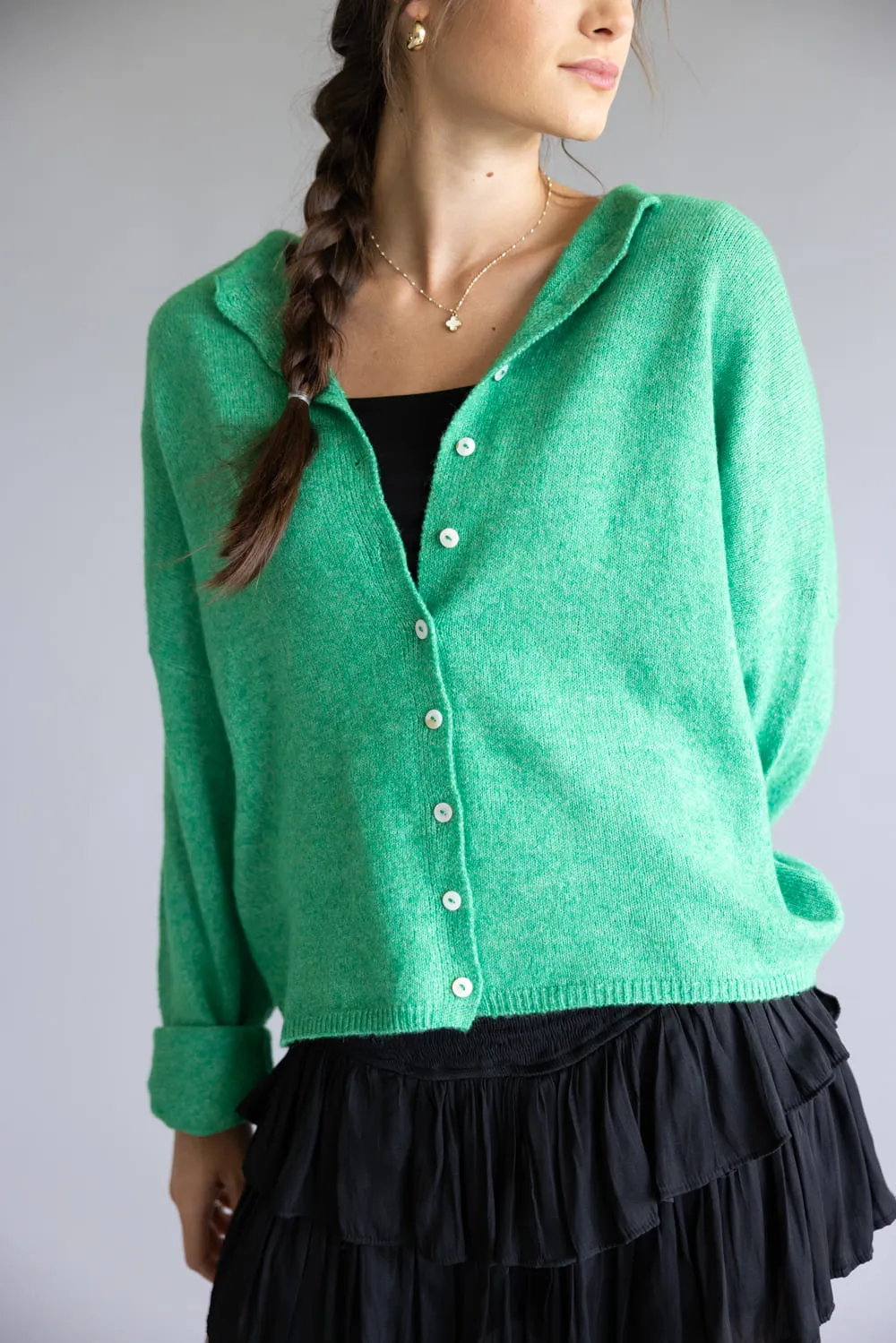 Things Between Piper Cardigan for Women in Kelly Green | TBW237-KGRN sold by Glik’s product image thumbnail 4