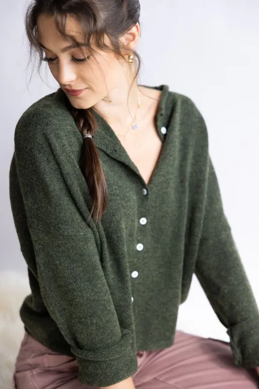 Things Between Piper Cardigan for Women in Hunter Green | TBW237-HNTGRN sold by Glik’s