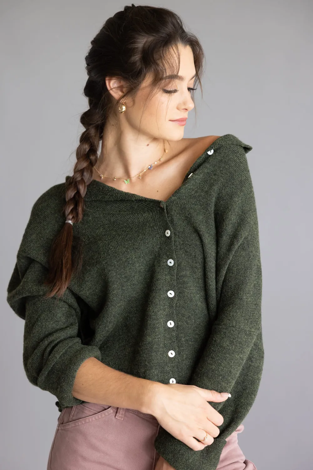 Things Between Piper Cardigan for Women in Hunter Green | TBW237-HNTGRN sold by Glik’s product image thumbnail 2