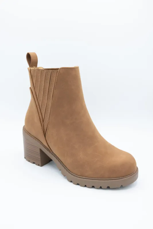 Soda Wisely Lug Booties for Women in Cognac | WISELY-S COGNAC sold by Glik’s