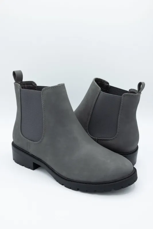 Soda Hopper Chelsea Lug Booties for Women in Grey | HOPPER-S DK GRAY sold by Glik’s
