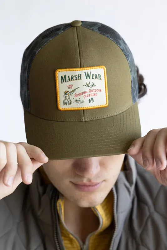Marsh Wear Sportsman Trucker Hat for Men in Olive Green | MWC1075-OLI sold by Glik’s