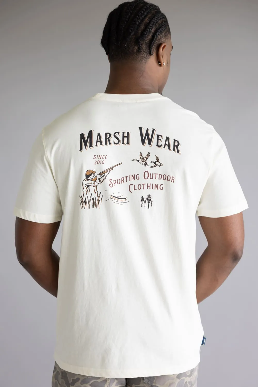 Marsh Wear Sportsman T-Shirt for Men in Vintage White | MWT1101-VWHT sold by Glik’s