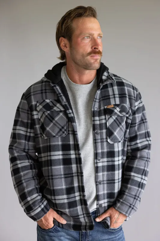 Sherpa Lined Polar Hooded Shacket for Men in Black | MTJ05209F5-BLK sold by Glik’s