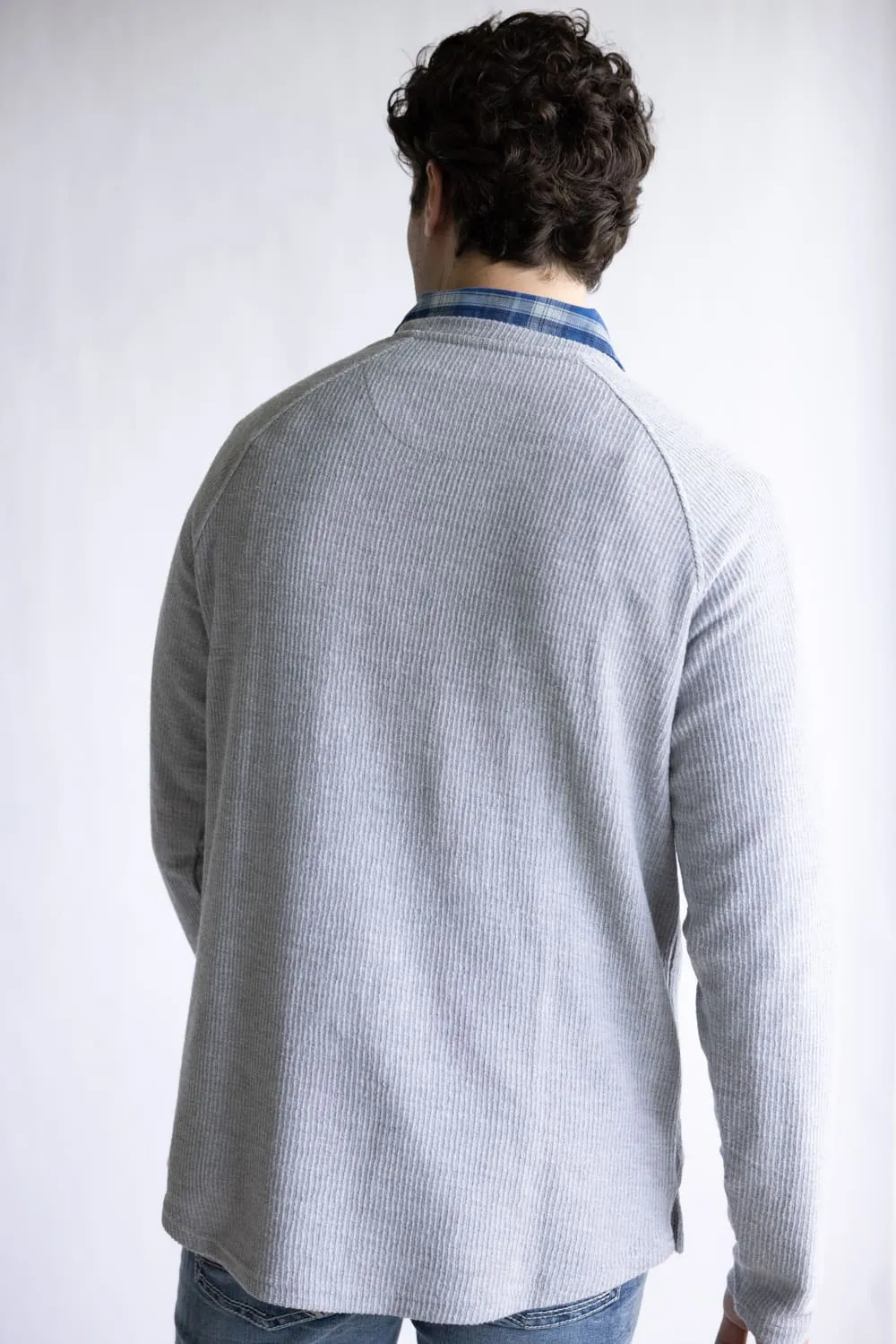 Weatherproof Ribbed Raglan Sweater for Men in Heather Grey | F2521714GK-HEATHERGRY sold by Glik’s product image thumbnail 4