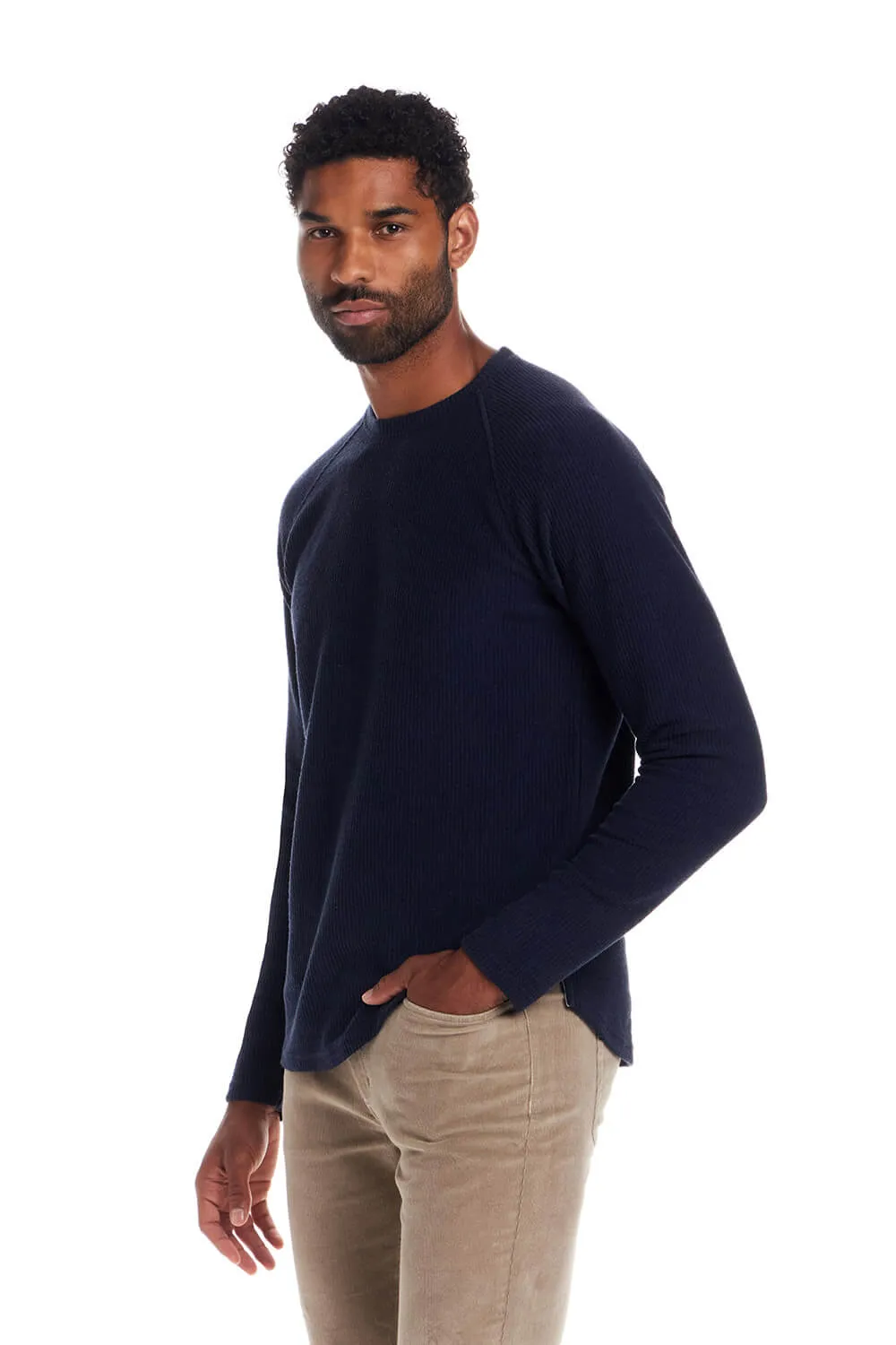 Weatherproof Ribbed Raglan Sweater for Men in Navy | F2521714GK-NAVY sold by Glik’s product image thumbnail 2