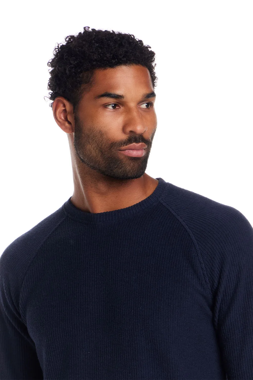 Weatherproof Ribbed Raglan Sweater for Men in Navy | F2521714GK-NAVY sold by Glik’s product image thumbnail 3