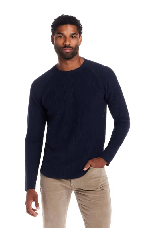 Weatherproof Ribbed Raglan Sweater for Men in Navy | F2521714GK-NAVY sold by Glik’s