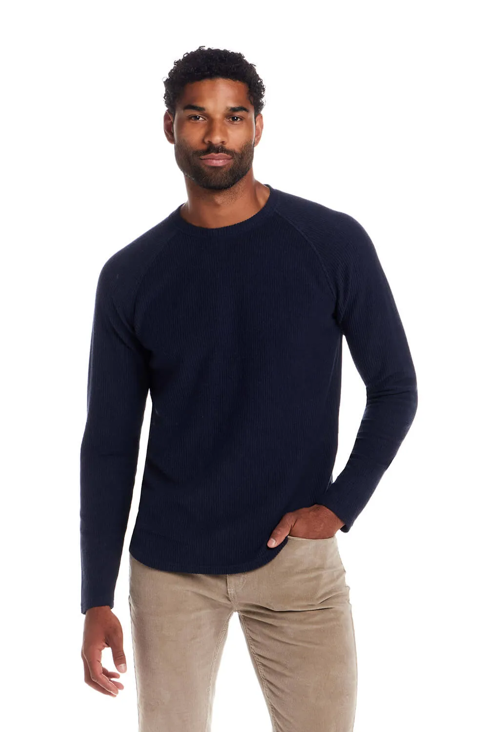 Weatherproof Ribbed Raglan Sweater for Men in Navy | F2521714GK-NAVY sold by Glik’s