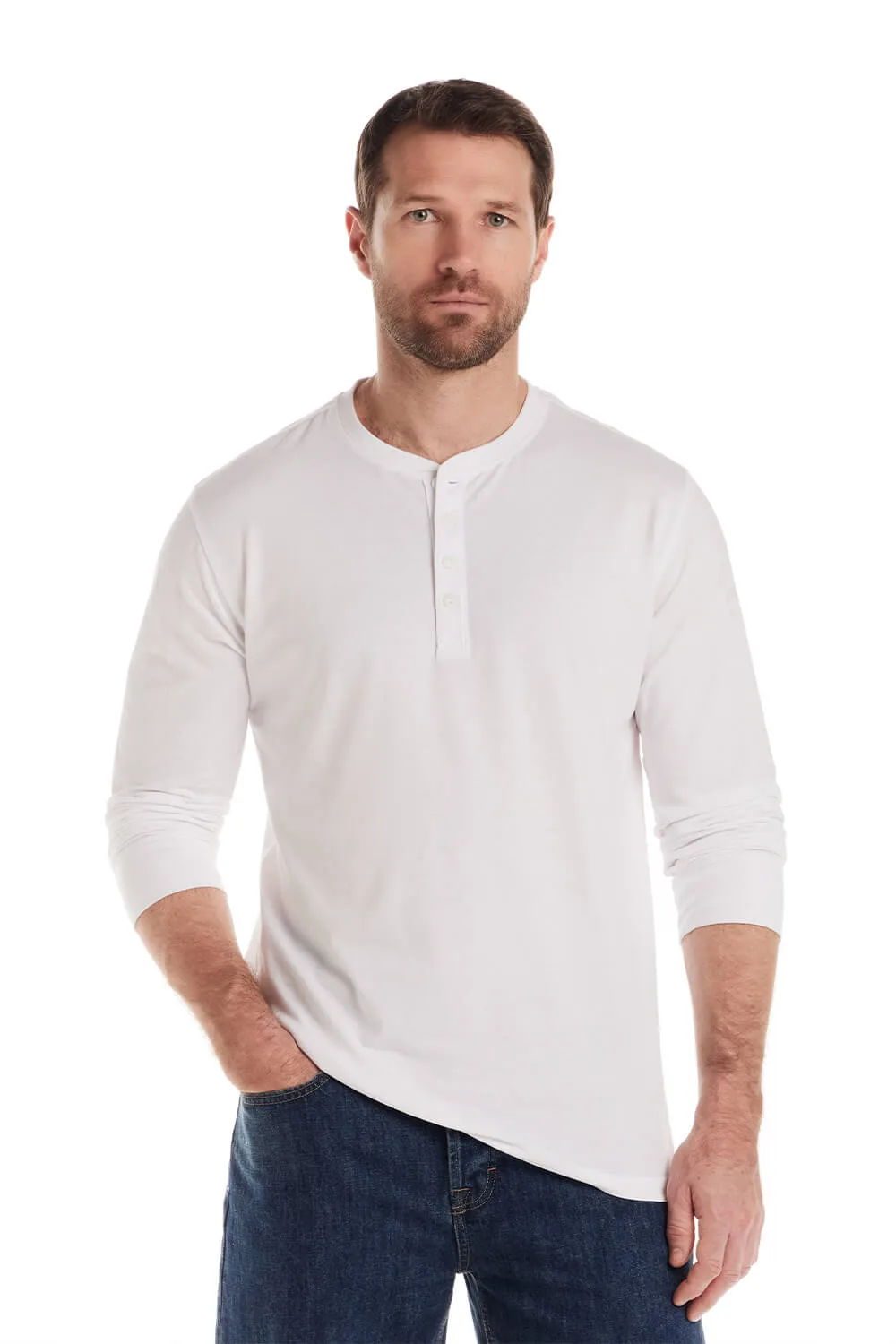 Weatherproof Vintage Long Sleeve Jersey Henley Shirt for Men in White | F83610GK-WHITE sold by Glik’s product image thumbnail 2