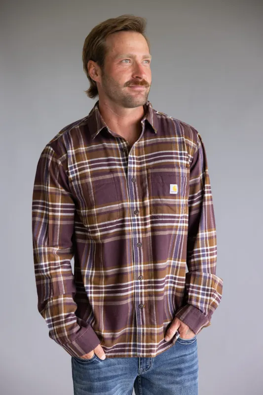 Carhartt Rugged Flex Relaxed Fit Midweight Flannel for Men in Dark Sepia | 107010-BB3 sold by Glik’s