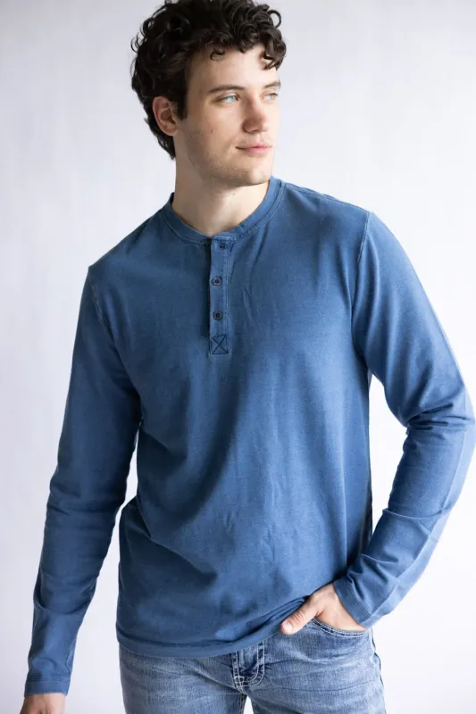 Weatherproof Vintage Long Sleeve Henley Shirt for Men in Indigo Blue | F2521305GK-INDIGO sold by Glik’s