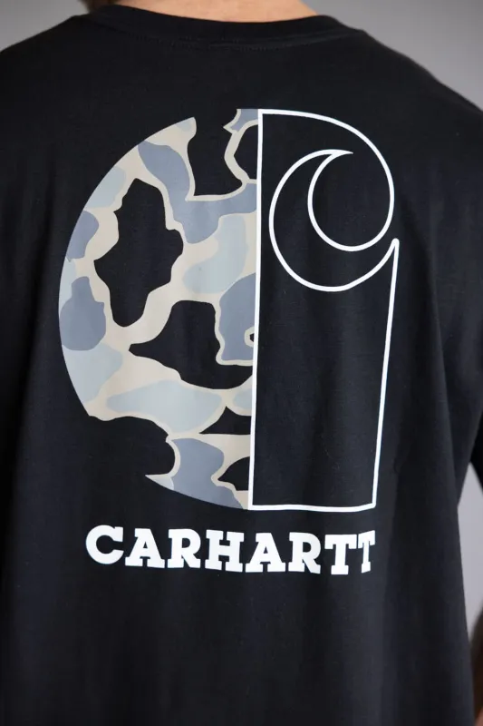 Carhartt Relaxed Fit Lightweight Camo Logo Pocket Graphic T-Shirt for Men in Black | 107183-N04 BLACK sold by Glik’s