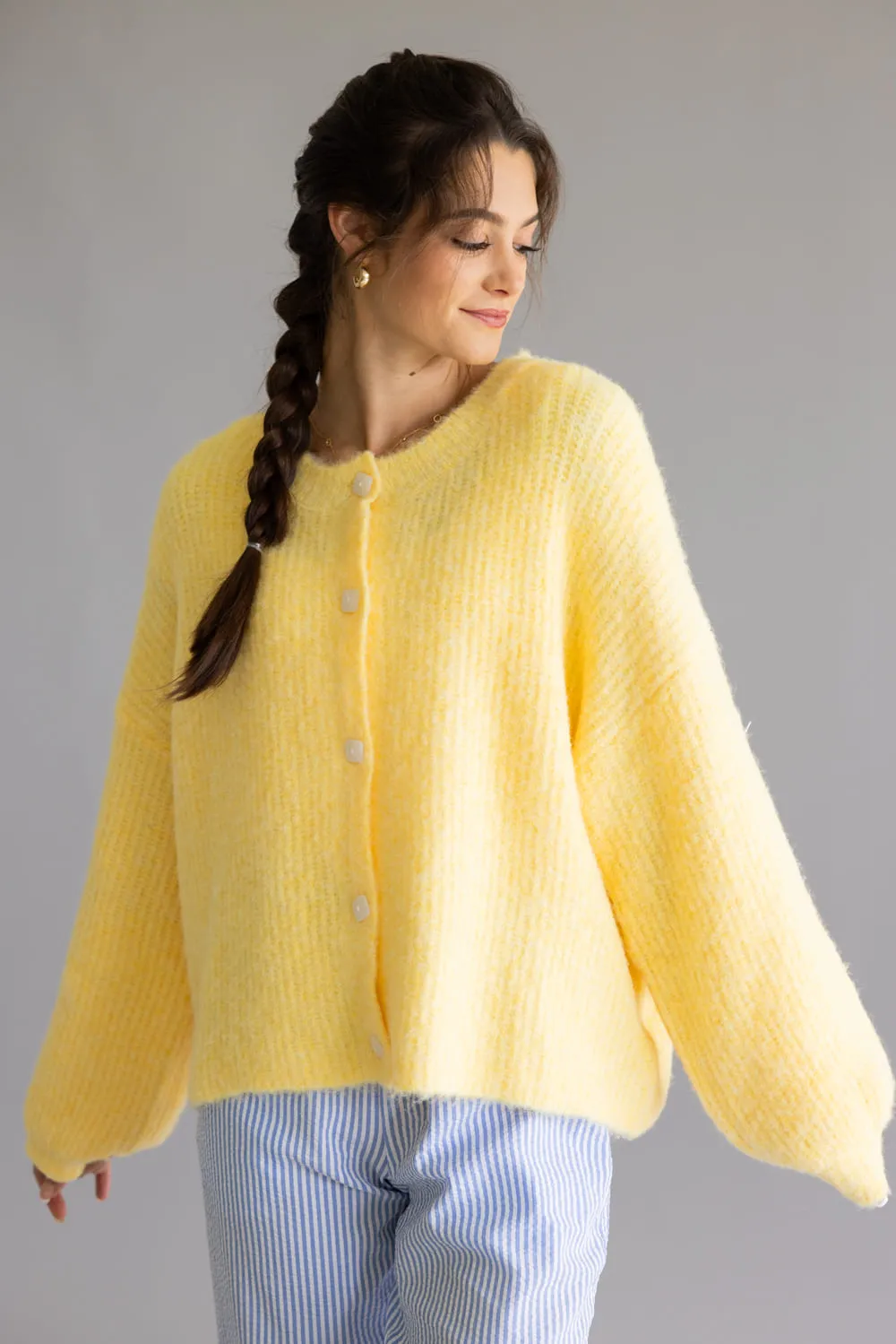 Mimosa Balloon Sleeve Knit Cardigan for Women in Yellow | MK7129-BUTTER sold by Glik’s product image thumbnail 4