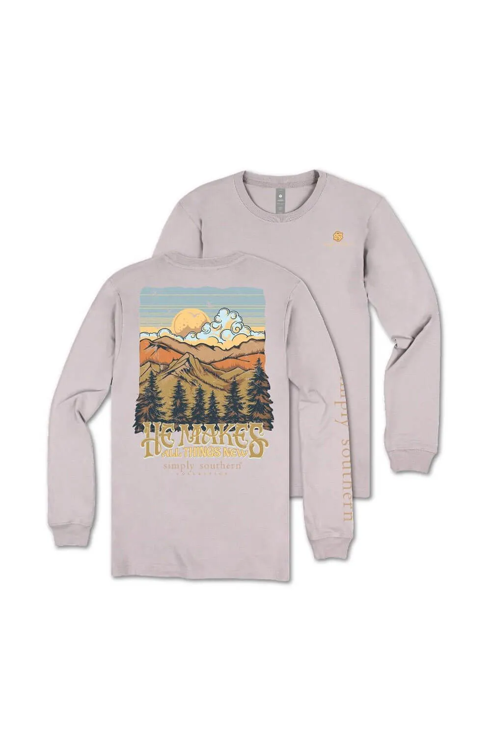 Simply Southern Plus Size Things New Long Sleeve T-Shirt for Women in Driftwood Grey | EXT-LS-NEW-DRFTWD sold by Glik’s product image thumbnail 3