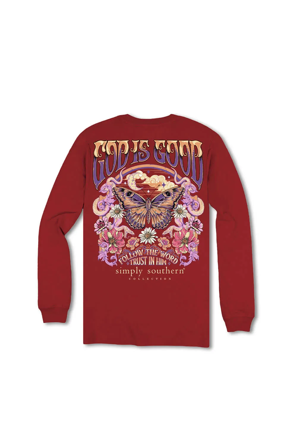 Simply Southern Youth Follow the Word Long Sleeve T-Shirt for Girls in Carmine | YTH-LS-FOLLOW-CARMINE sold by Glik’s product image thumbnail 3