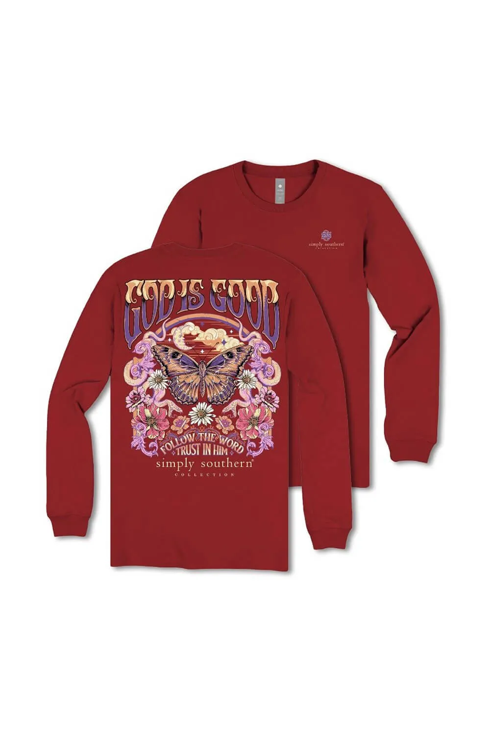 Simply Southern Youth Follow the Word Long Sleeve T-Shirt for Girls in Carmine | YTH-LS-FOLLOW-CARMINE sold by Glik’s