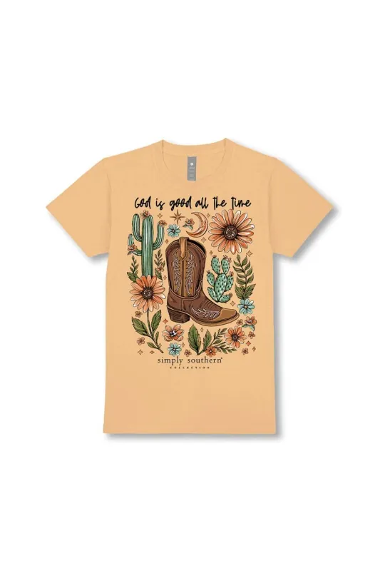Simply Southern God Is Good T-Shirt for Girls in Bisque Cream | YTH-SS-TIME-BISQUE sold by Glik’s