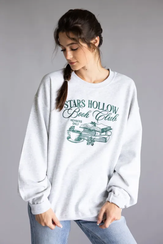 Stars Hollow Book Club Embroidered Sweatshirt for Women in Grey | H7281TK-ASHGREY sold by Glik’s