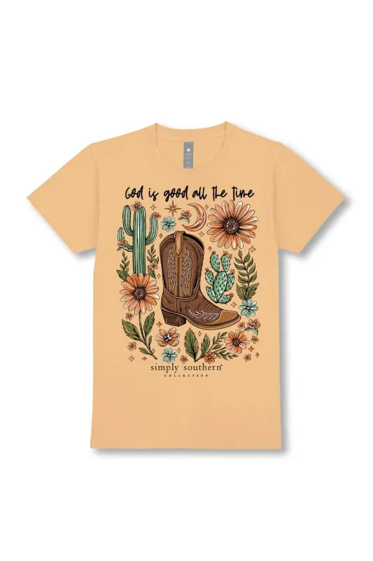 Simply Southern God Is Good T-Shirt for Women in Bisque Cream | SS-TIME-BISQUE sold by Glik’s