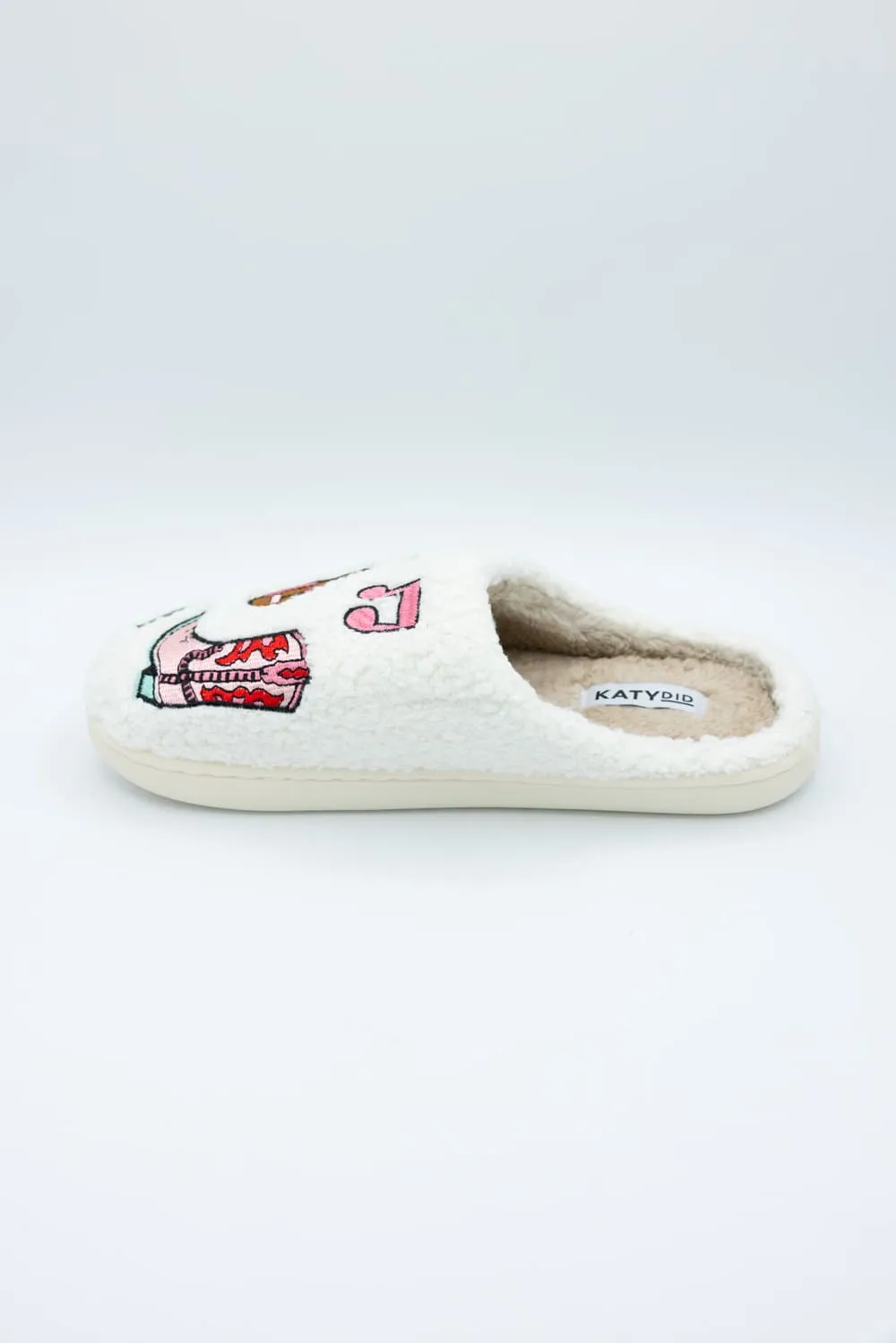 In My Cozy Era Patch Slippers for Women in White | KDC-SLPR-166-WHT sold by Glik’s product image thumbnail 3