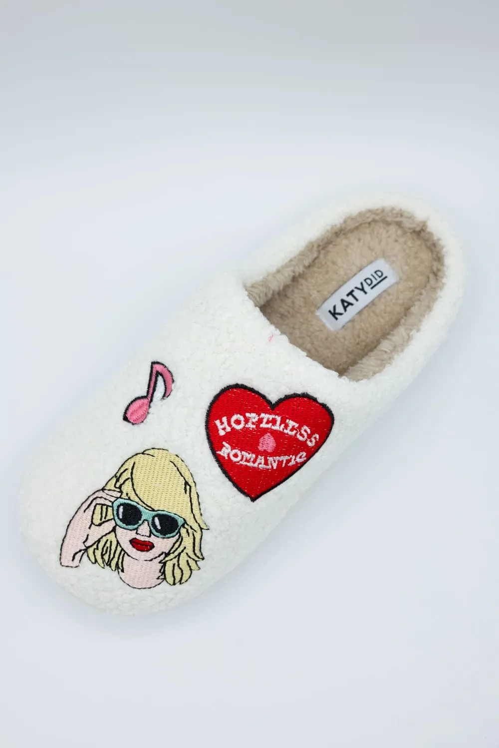 In My Cozy Era Patch Slippers for Women in White | KDC-SLPR-166-WHT sold by Glik’s