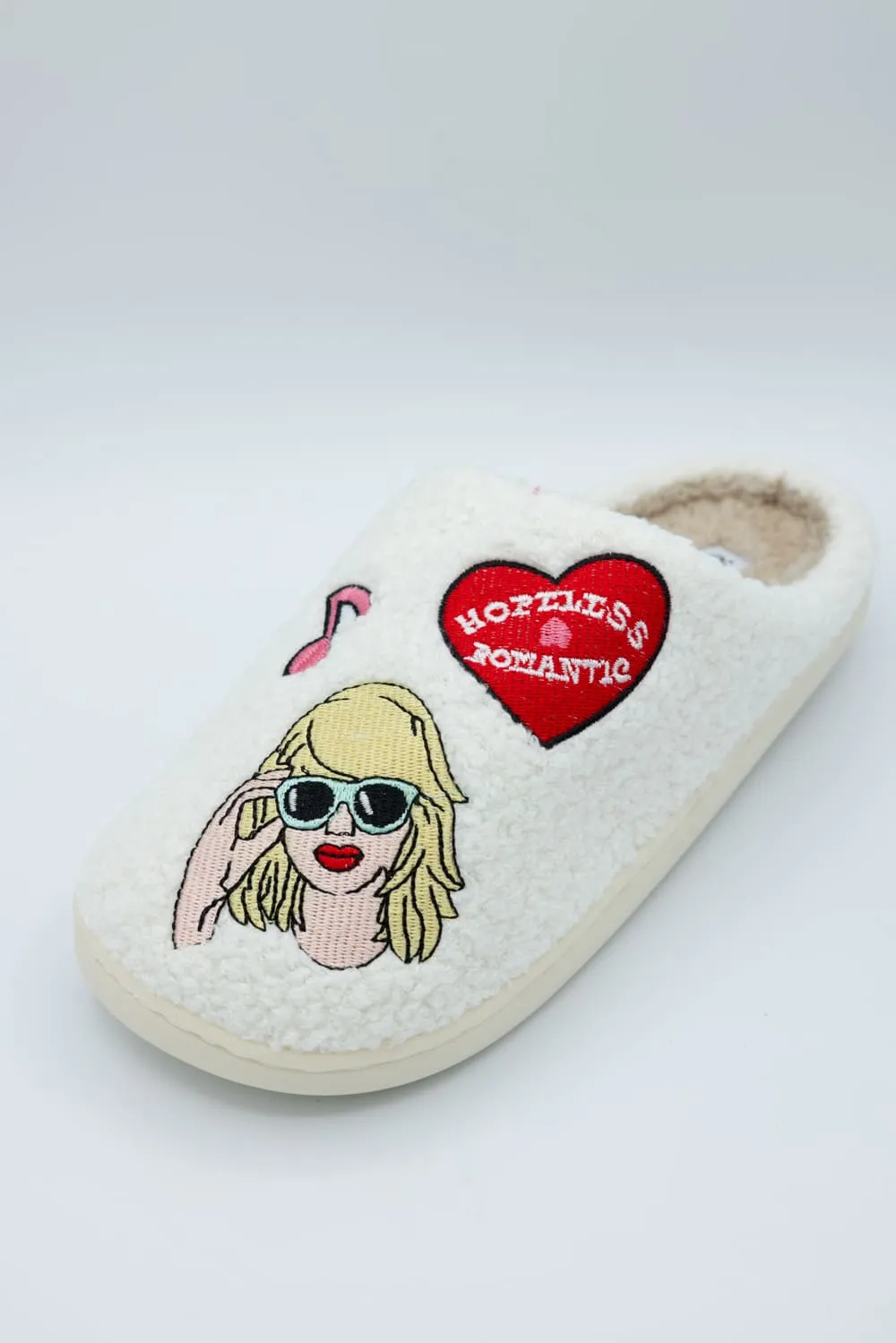 In My Cozy Era Patch Slippers for Women in White | KDC-SLPR-166-WHT sold by Glik’s product image thumbnail 5