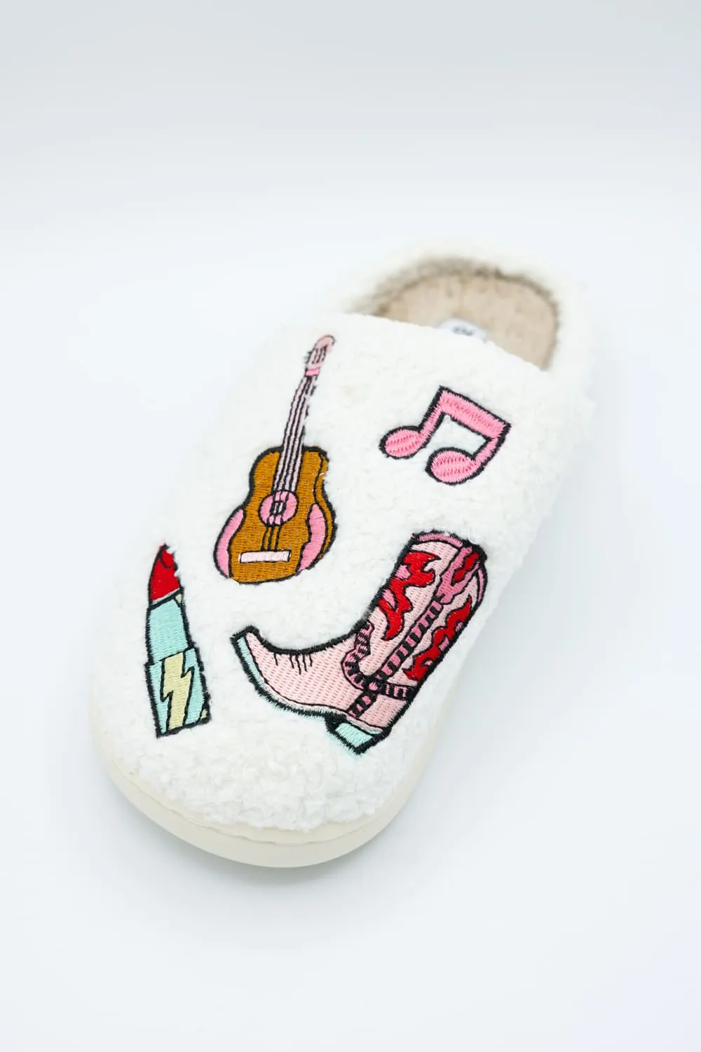 In My Cozy Era Patch Slippers for Women in White | KDC-SLPR-166-WHT sold by Glik’s product image thumbnail 2