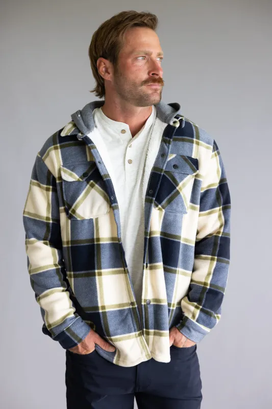 Sherpa Lined Polar Hooded Shacket for Men in Off White | MTJ05695F5-OFFWHITE sold by Glik’s