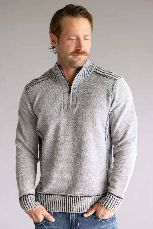 North River 1/4 Zip Neck Chenille Sweater for Men in Grey | NRM9016-MGREY sold by Glik’s