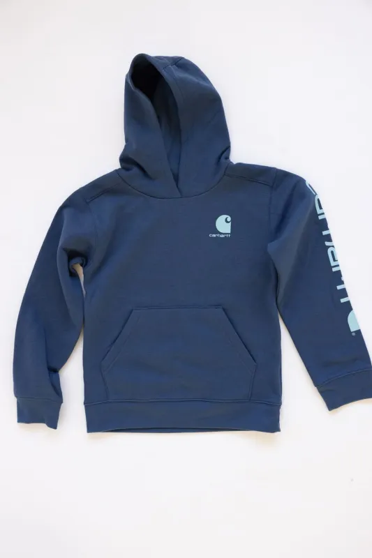 Carhartt Youth Classic Pullover Hoodie for Girls in Dark Denim Blue | CA7131-N160-DENIM sold by Glik’s