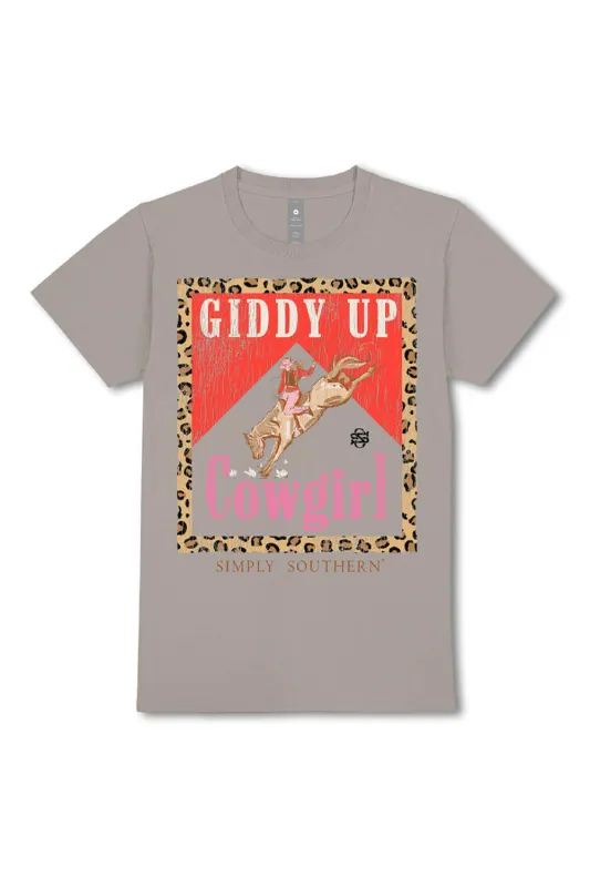 Simply Southern Plus Size Giddy Up Cowgirl T-Shirt for Women in Grey | EXT-SS-COWGIRL-WSHSHDW sold by Glik’s