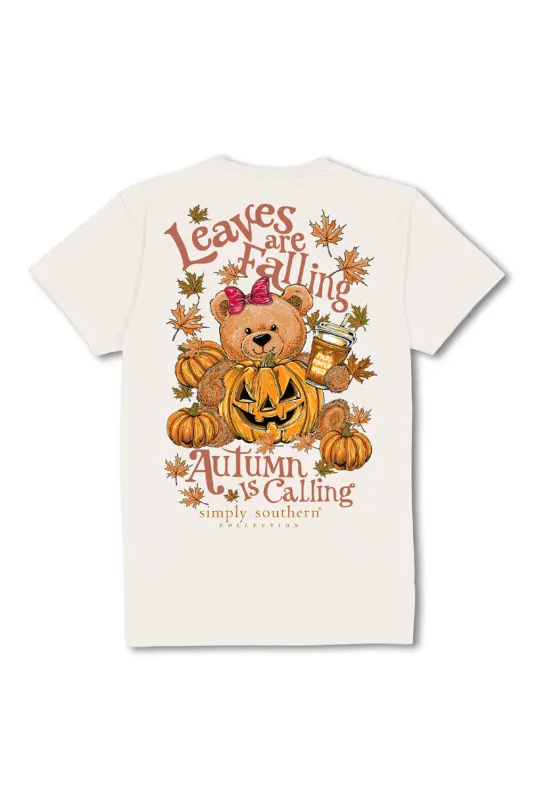 Simply Southern Plus Size Leaves Are Falling Autumn Is Calling T-Shirt for Women in Linen | EXT-SS-TEDDYFALL-LINEN sold by Glik’s