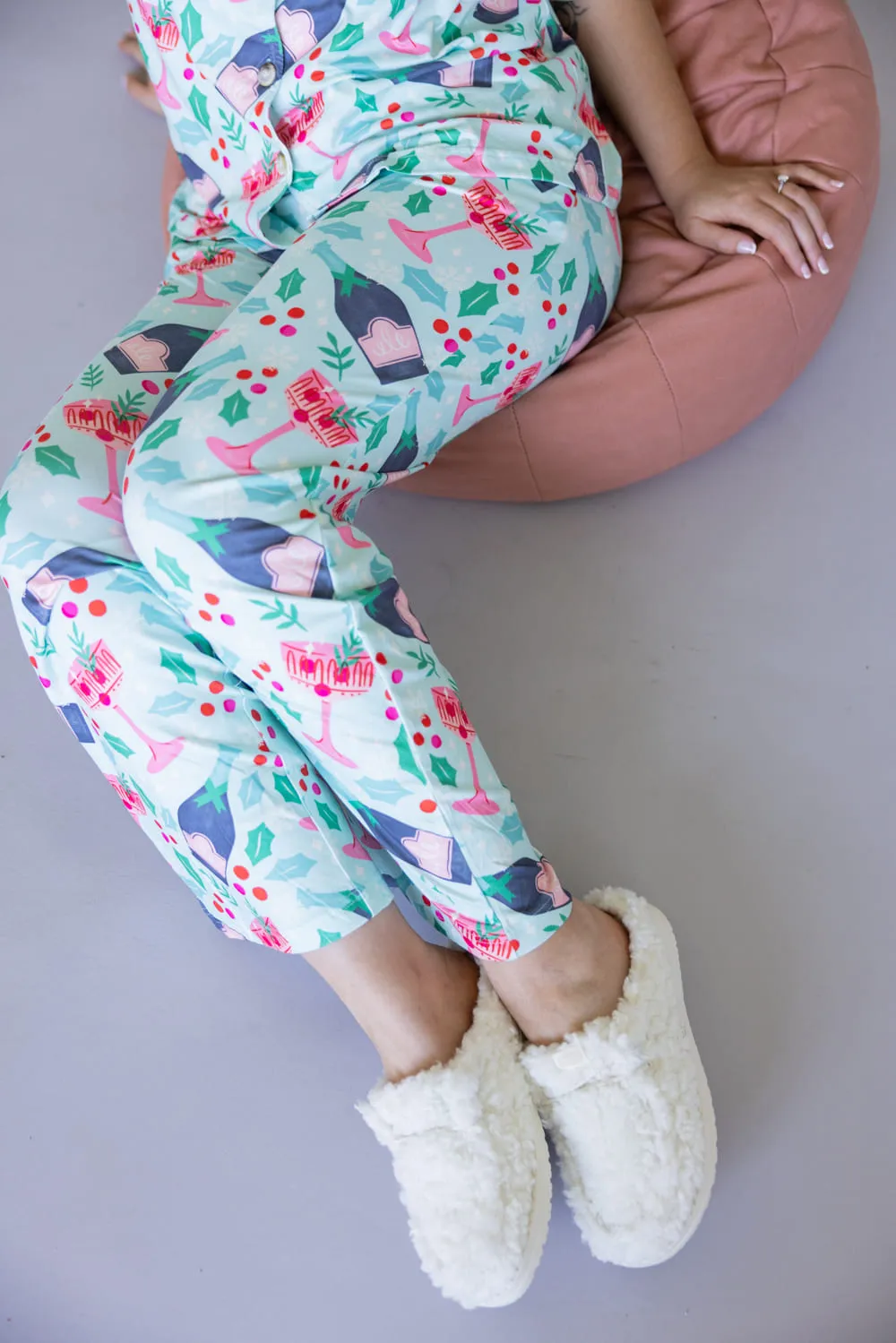 Mistletoe Champagne Soft Pajama Set for Women in Mint | KDC-LWPANTSET-41-MNT sold by Glik’s product image thumbnail 2
