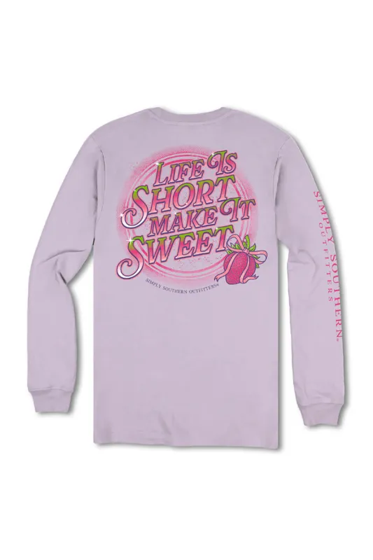 Simply Southern Plus Size Life Is Short Make It Sweet Long Sleeve T-Shirt for Women in Purple | EXT-LS-SWEET-WSTERIA sold by Glik’s