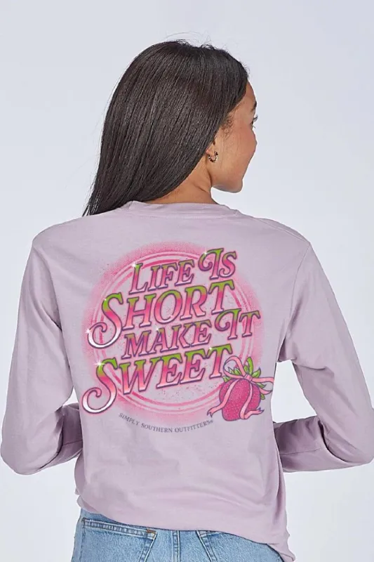 Simply Southern Life Is Short Make It Sweet Long Sleeve T-Shirt for Women in Purple | LS-SWEET-WSTERIA sold by Glik’s