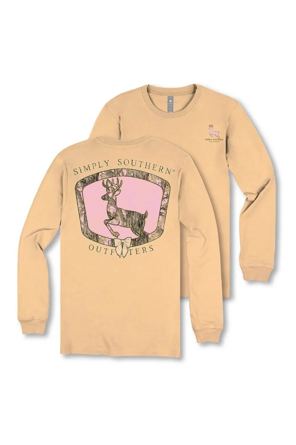 Simply Southern Plus Size Camo Deer Long Sleeve T-Shirt for Women in Brown | EXT-LS-CAMODEER-BISQUE sold by Glik’s product image thumbnail 3