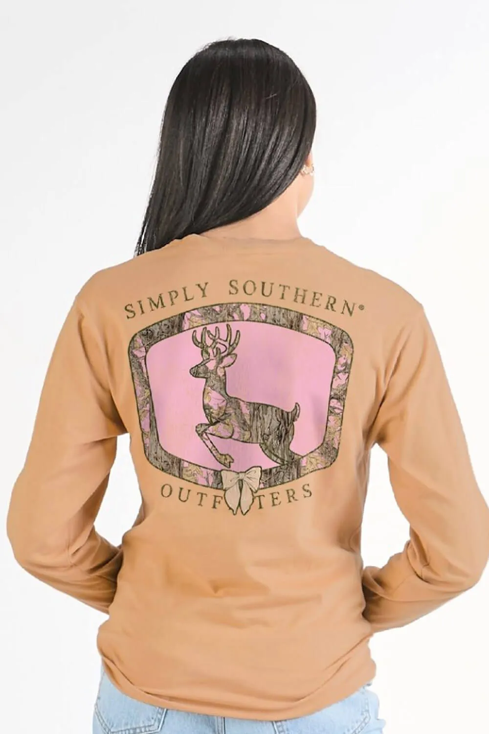 Simply Southern Camo Deer Long Sleeve T-Shirt for Women in Brown | LS-CAMODEER-BISQUE sold by Glik’s