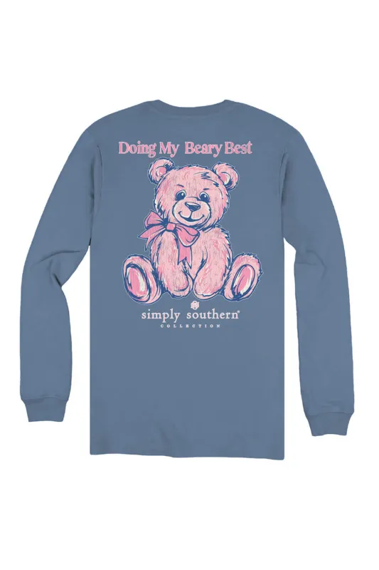 Simply Southern Plus Size Doing My Best Long Sleeve T-Shirt for Women in Blue | EXT-LS-TEDDYBEST-ICELAND sold by Glik’s
