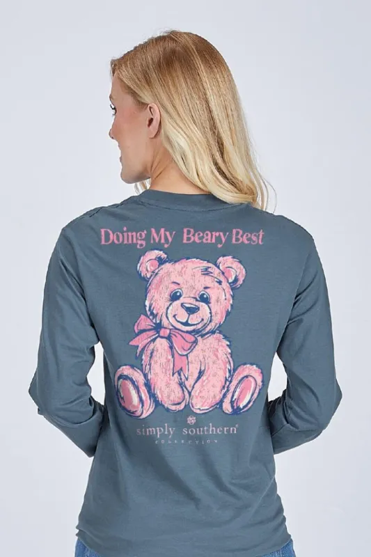 Simply Southern Doing My Best Long Sleeve T-Shirt for Women in Blue | LS-TEDDYBEST-ICELAND sold by Glik’s