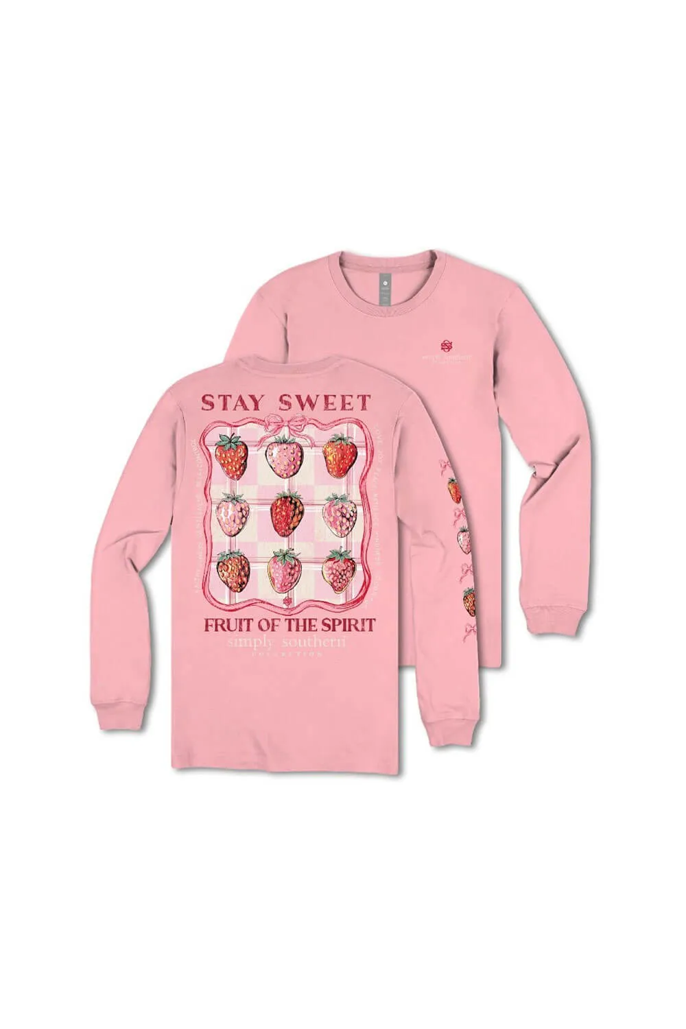 Simply Southern Youth Stay Sweet Long Sleeve T-Shirt for Women in Pink | YTH-LS-STAYSWT-TEAROSE sold by Glik’s product image thumbnail 3