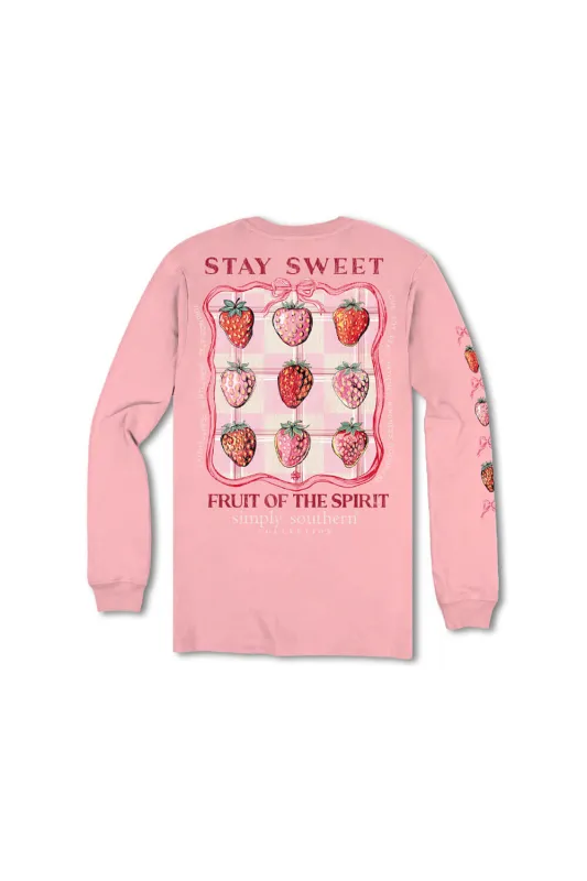 Simply Southern Youth Stay Sweet Long Sleeve T-Shirt for Women in Pink | YTH-LS-STAYSWT-TEAROSE sold by Glik’s